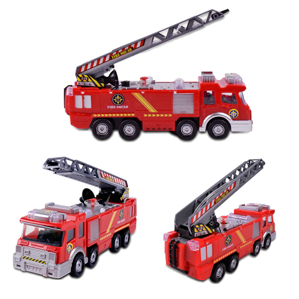 9 Inch  Fire Truck with Bump and Go Action sprays Real Water with Lights and