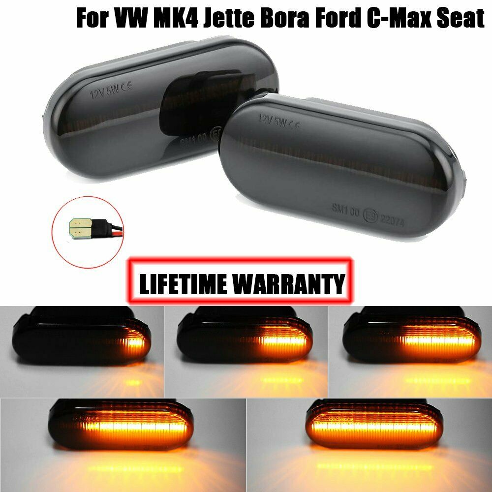 2X Smoked Sequential LED Side Marker signal Light Bulb for VW MK4 Jette Beetle