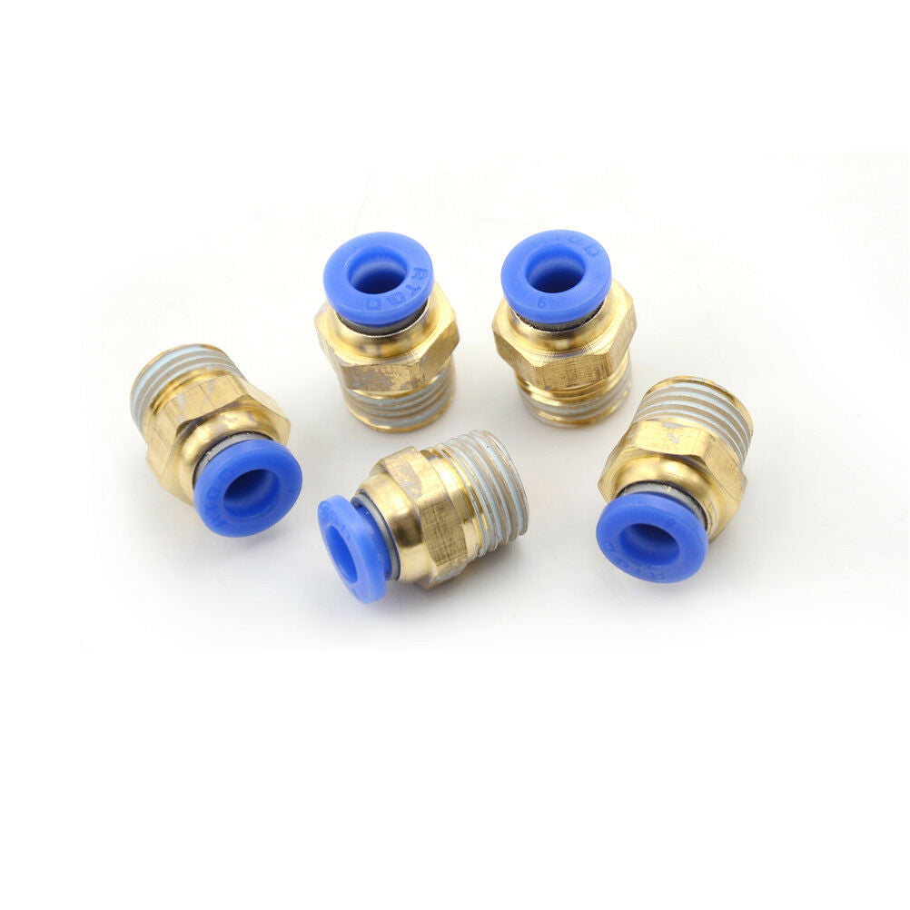 5PCS Male 1/4" - 6mm Straight Push in Fitting Pneumatic Push to Connect Air WF