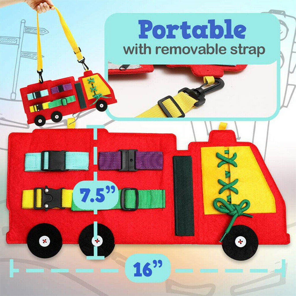 Felt Faric Fire Fighting Truck Busy Board Basic Skills Board for Toddlers