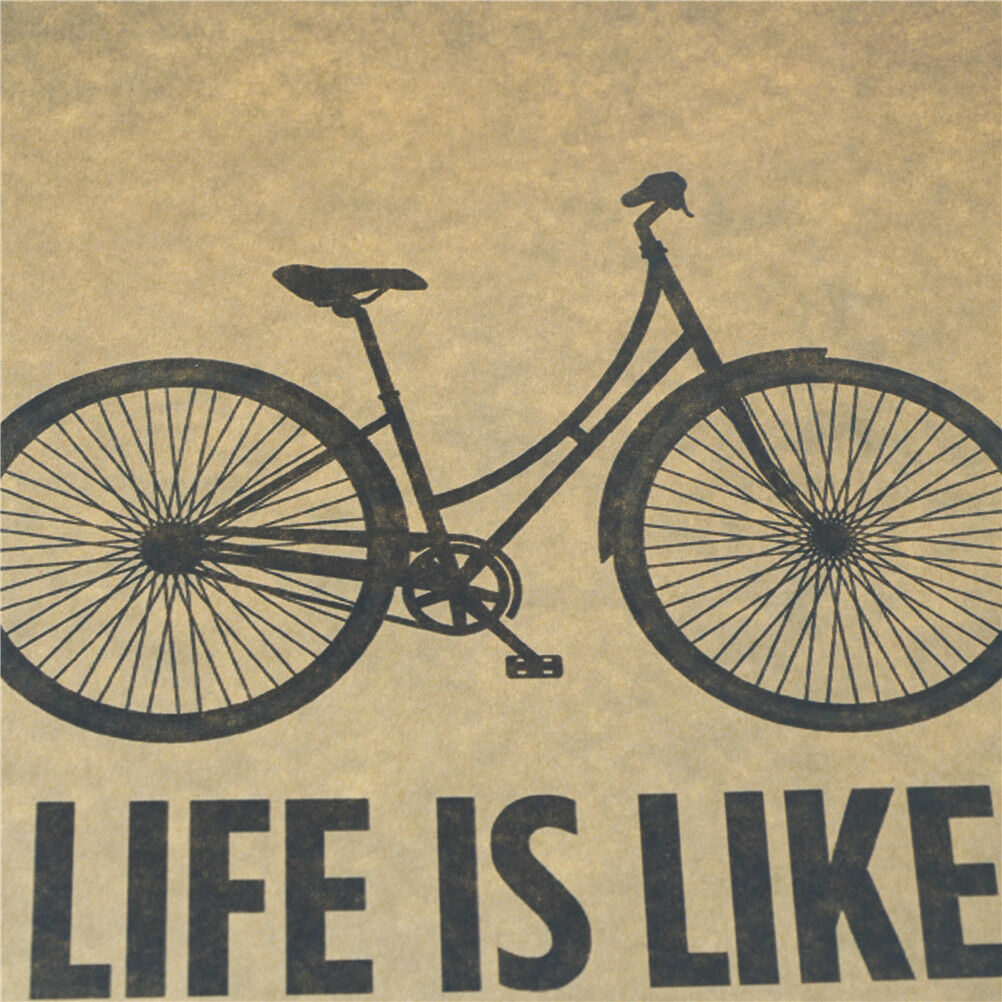 life is like riding a bicycle poster cafe bar decor  kraft paper wall stic.l8