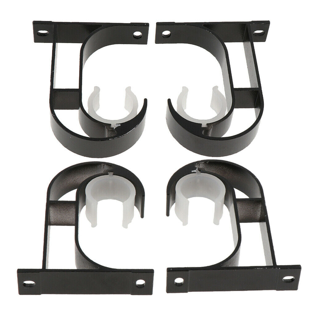 4 Pieces Aluminum Alloy Curtain Brackets Drapery Rod Holder Hardware Black