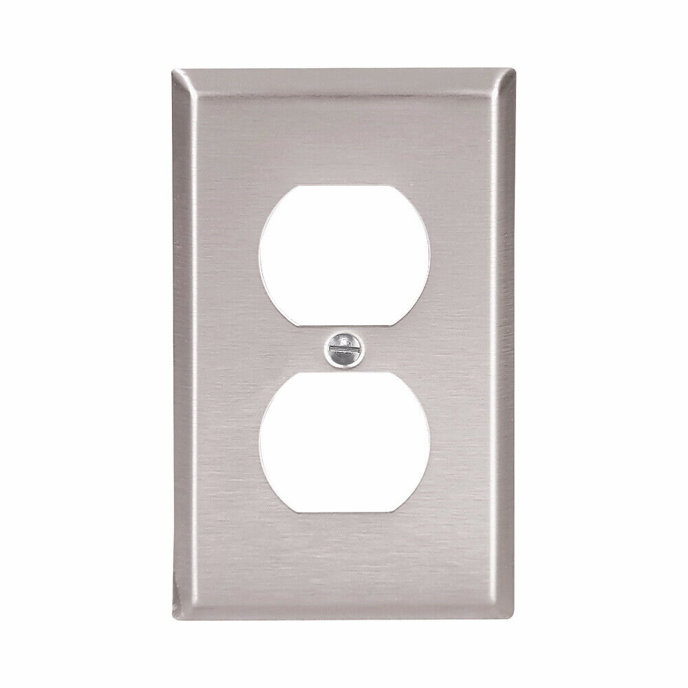 1pcs- EATON Cooper 93101 Duplex Stainless Steel Standard Size Wallplates 1-Gang