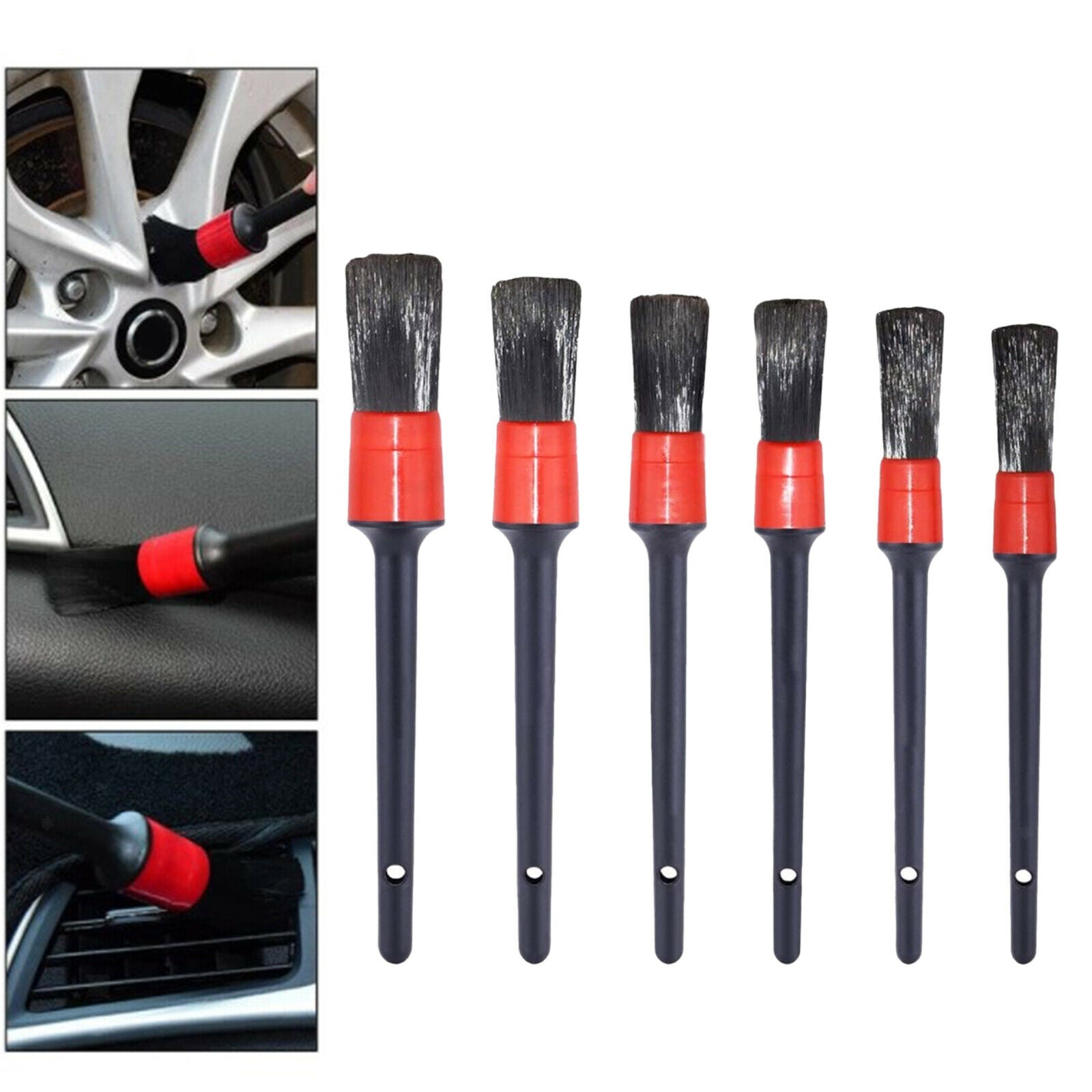 6pc Car Detailing Brush Kit Automotive Wheel Engine Clean Brush Set Cleaning