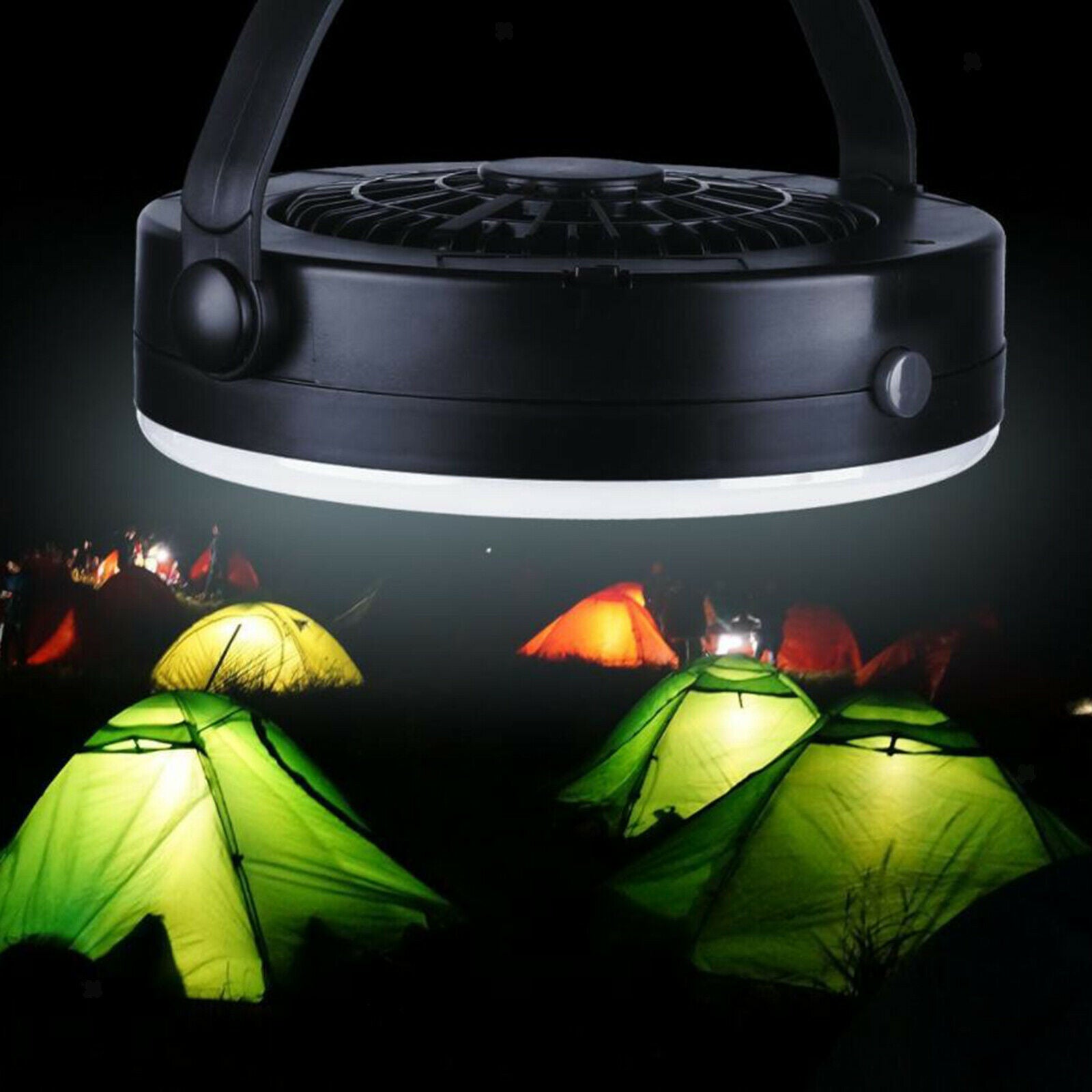 Tent Fan with Light Lightweight Camping Lantern RV Travel Desk Fan LED Lamp