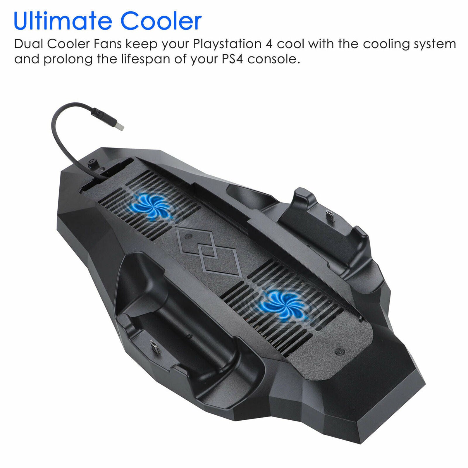 PS4 Vertical Stand Cooling Fan Controller Charging Station for PlayStation 4