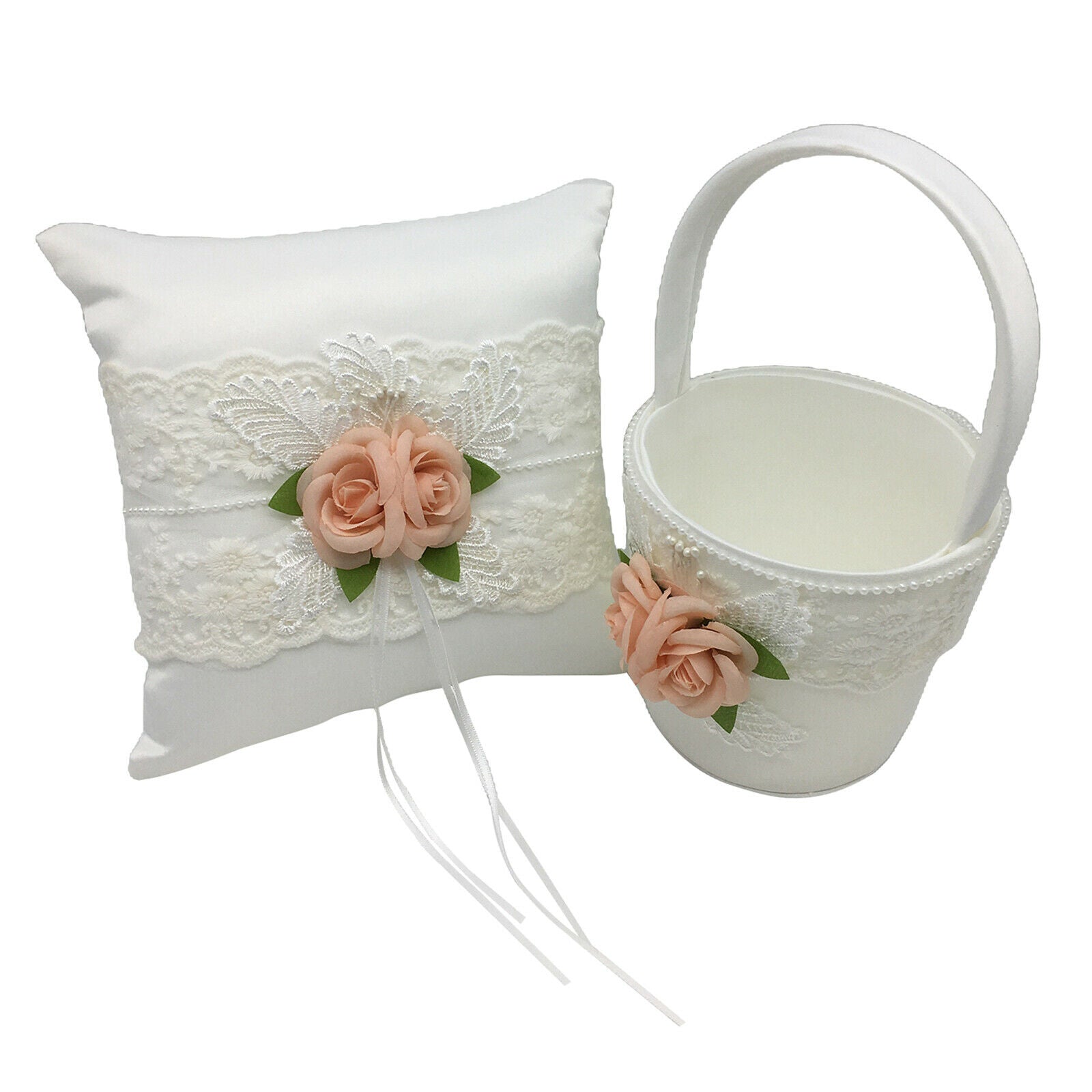 Wedding   Pillow   Cushion with Rose Flower Girl Basket Set