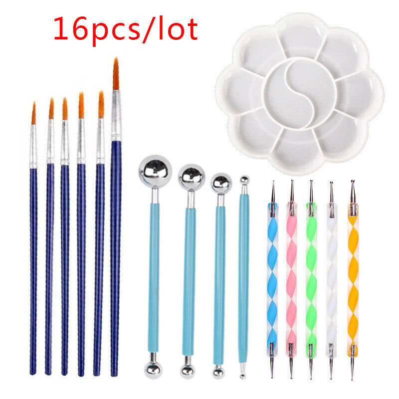 16PCS Mandala Dotting Tools Set Pen Dotting Tools Mandala Stencil Ball StyluBDA