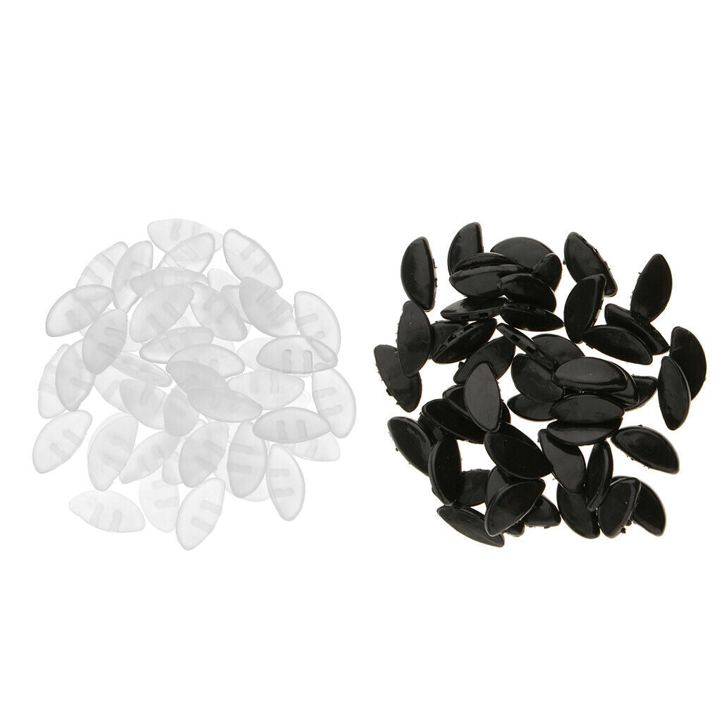 Lot of 50 Pairs Black Clear Push In 100% Soft Silicon Nose Pads Eye Glasses