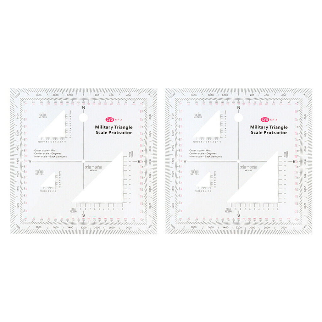2x Acrylic Kids Triangle Scale Protractor Topographic Map Reading Ruler Toys
