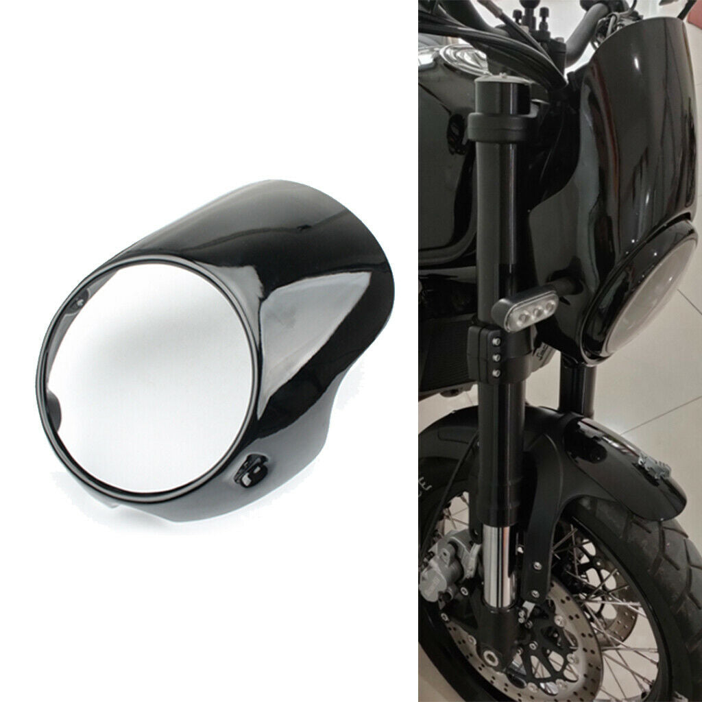 7" Black Motorcycle Headlight Fairing Screen Protector Kit Retro Style