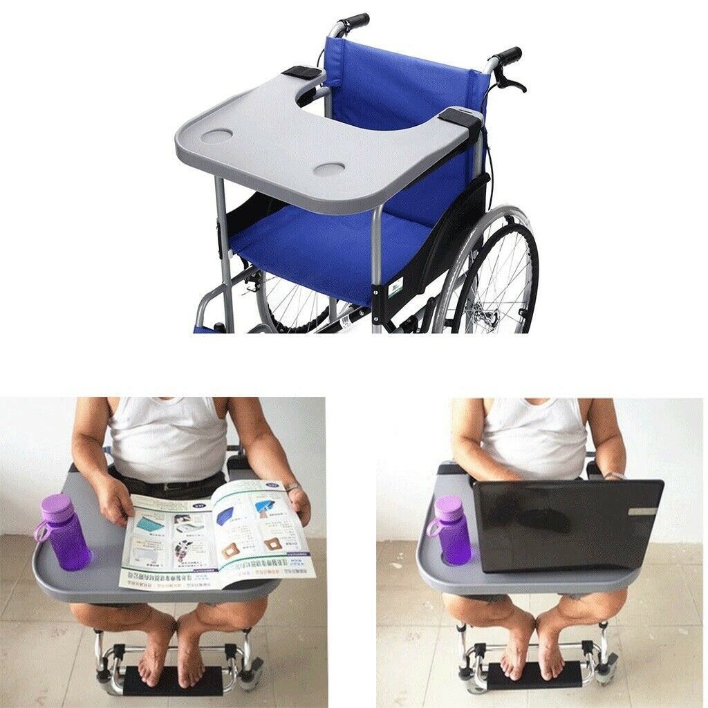 Wheelchair Tray Table with 2 Cup Holder Portable Lap Tray for Disabled Patient