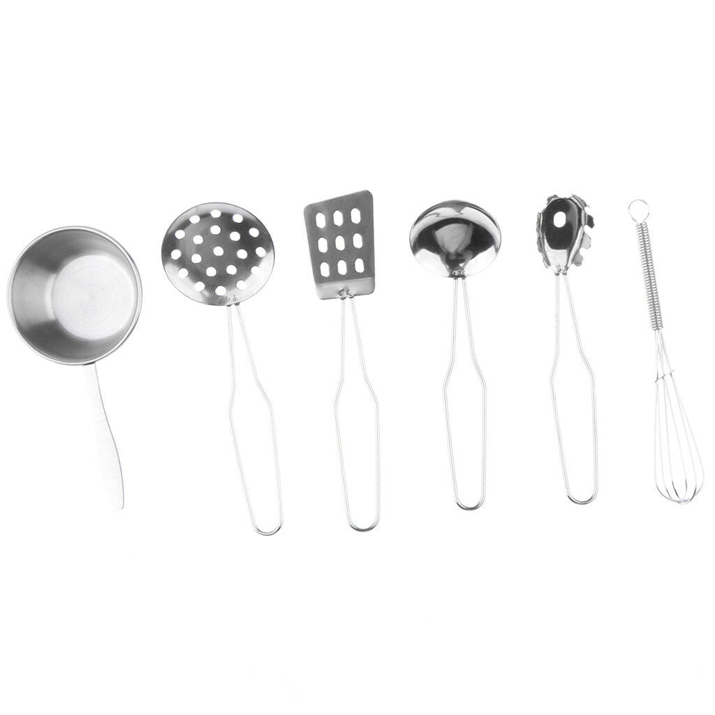 Kids Kitchen Utensil Set C -6 Stainless Steel Cooking Utensils for Role Play