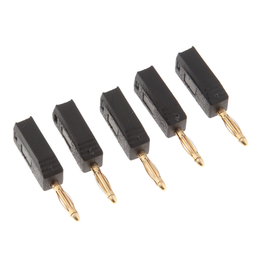 5Pieces Banana Speaker Wire Cable Plugs Connectors 2mm - black