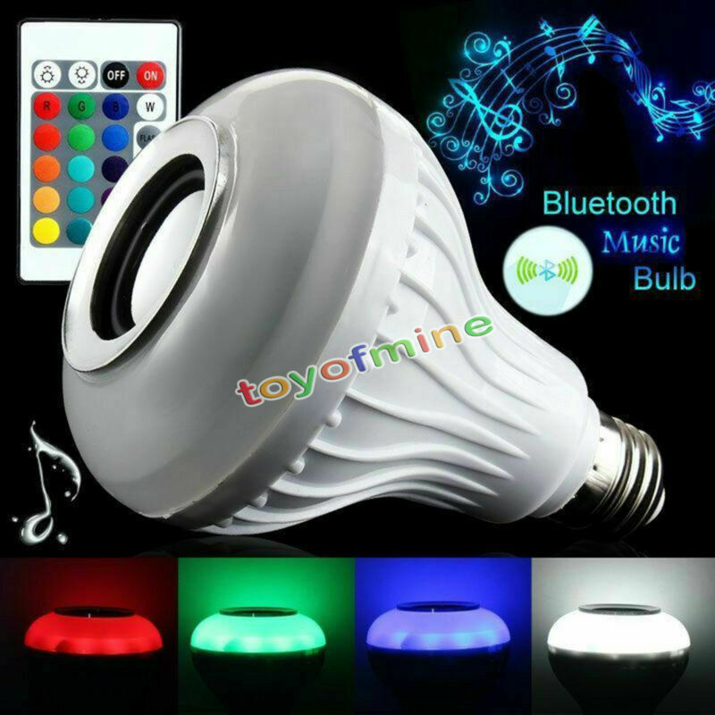Wireless Bluetooth Speaker Bulb Light 12W LED E27 Smart Music Play Lamp Remote