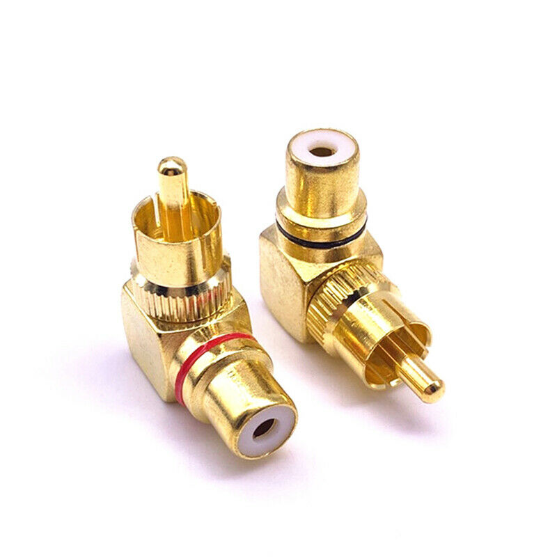 2Pcs Copper L-shaped RCA right angle elbow 90 degree head signal cable