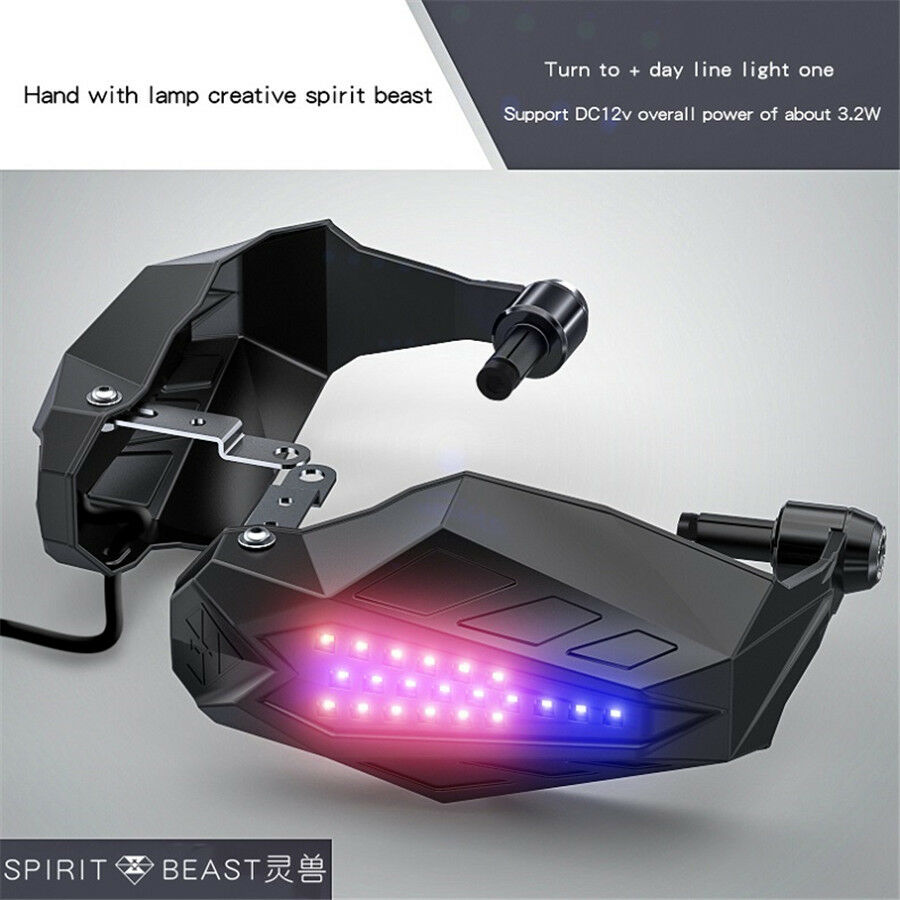 Pair LED light Motorcycle Handguard Baffle Windproof Blue / Yellow Turn Signal