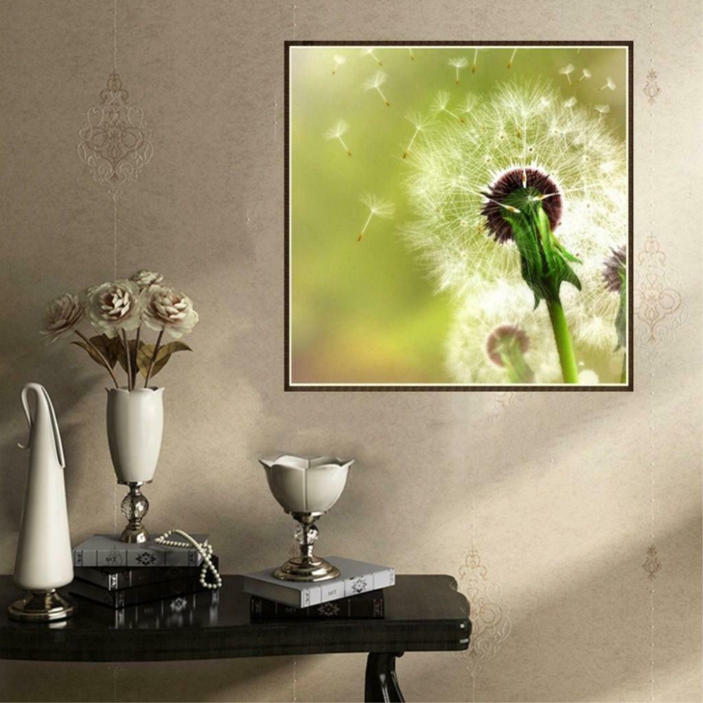 Full Drill Dandelion DIY 5D Diamond Painting Embroidery Cross Stitch White