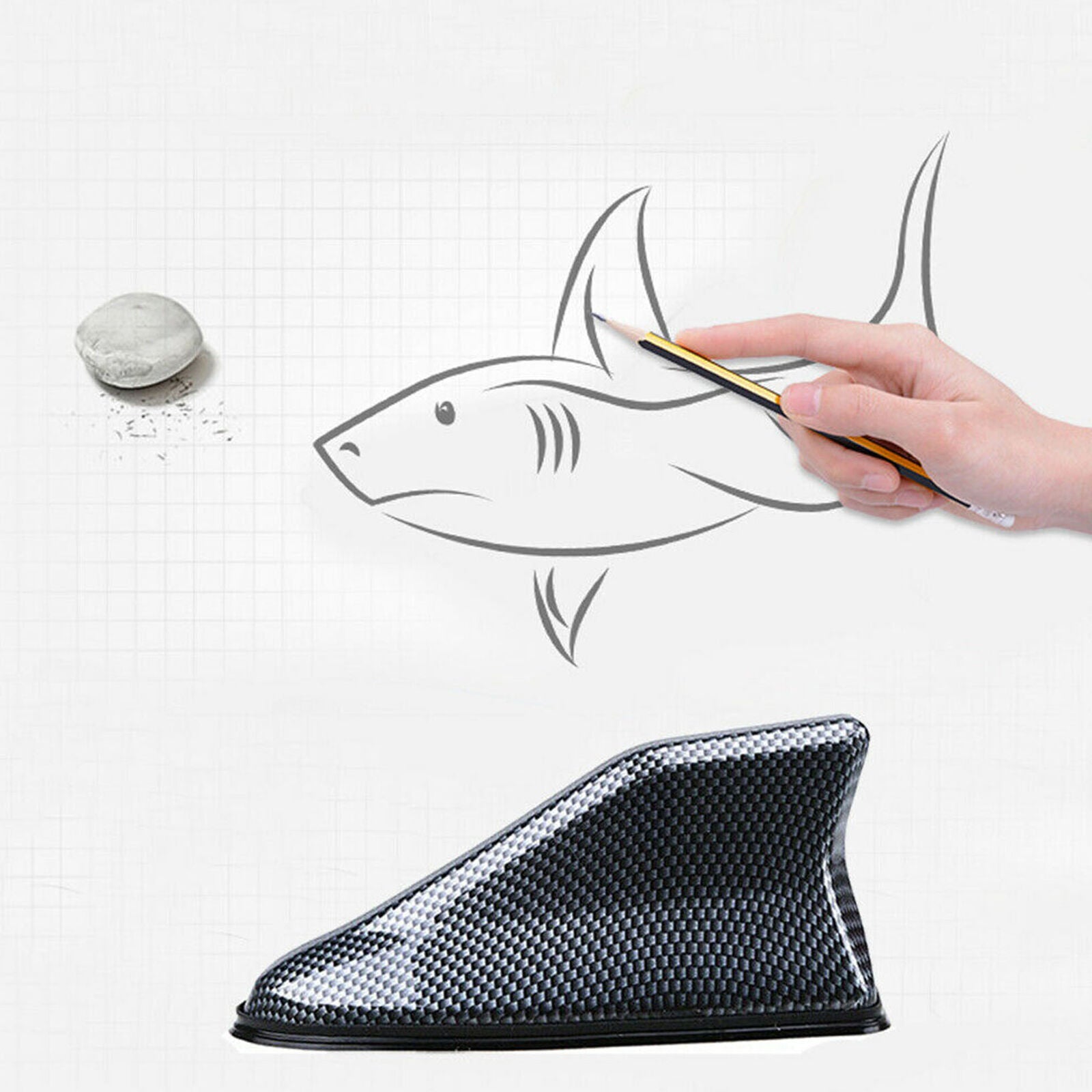 Carbon Fiber Waterproof Car Shark Fin Roof Antenna Radio AM/FM Signal Aerial