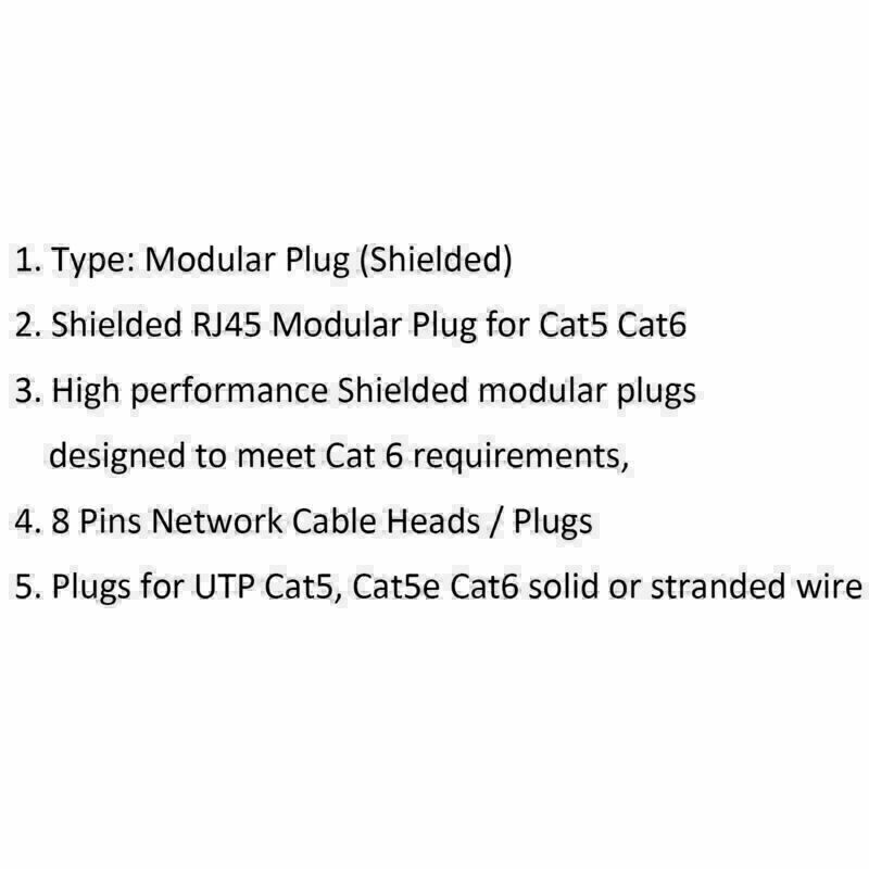 10Pc RJ45 Shielded Crimp Connector Modular Plug Head 8P8C Cat5e CAT6 STP LAN CN