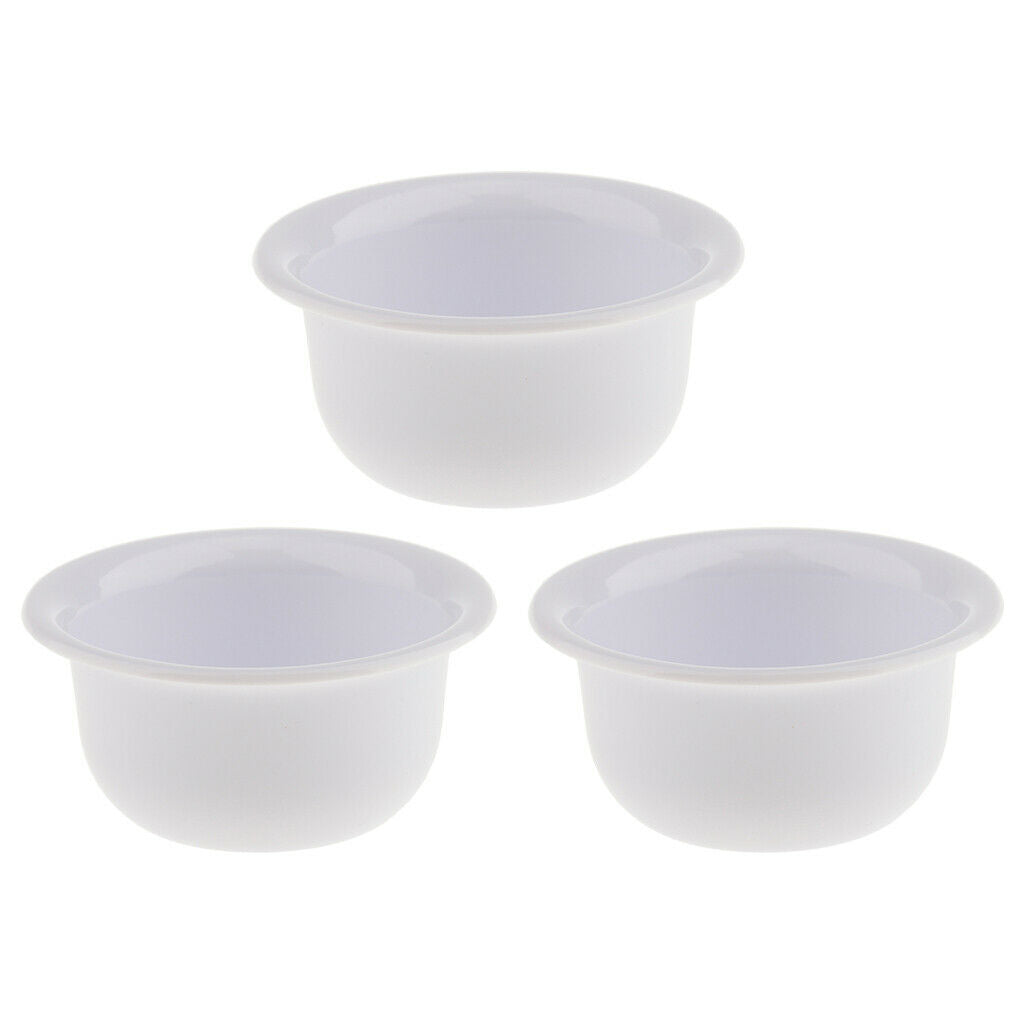 3 x White Plastic Men Shaving Mug Bowl Barber Beard Shave Brush Soap Mug Cup