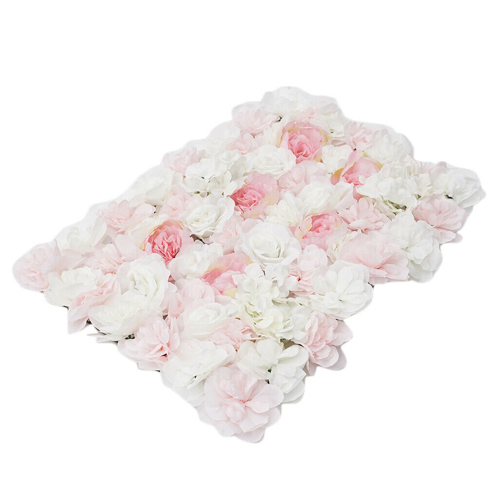 Artificial Rose Flower Wall Panel Decoration Photography Prop White&Pink