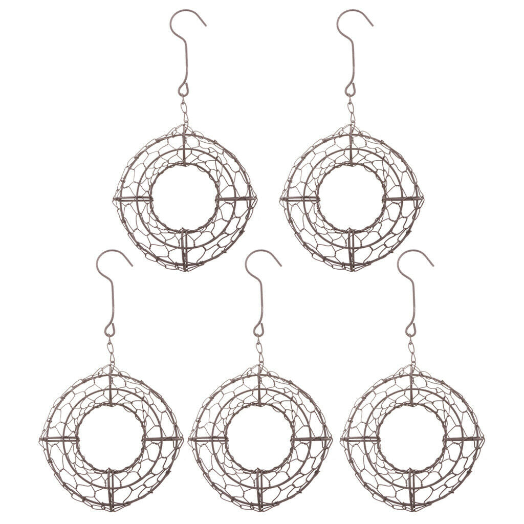 5pcs Rustic Iron Succulent Plants Wire Wreath Frame Flower Pot Hanging Wall Air