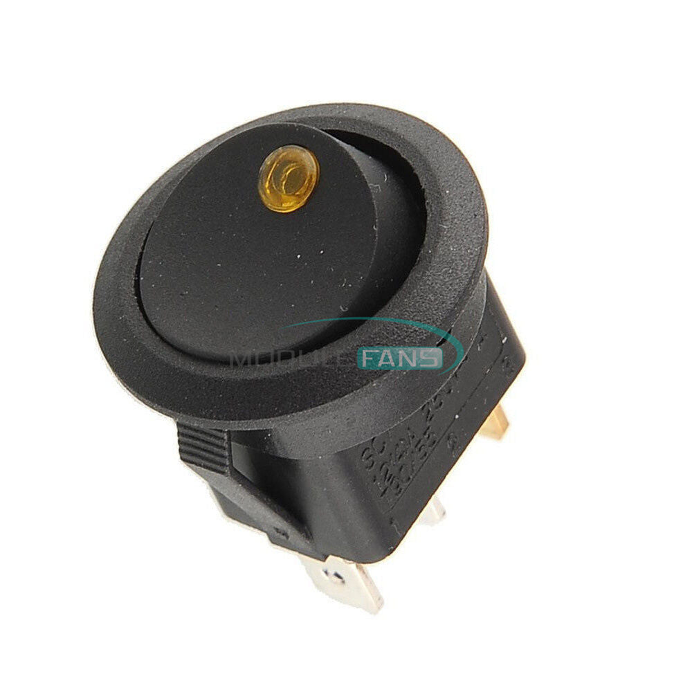 10PCS Yellow AC 125V/250V 3 Pins Car Round Dot LED Light Rocker Toggle Switch
