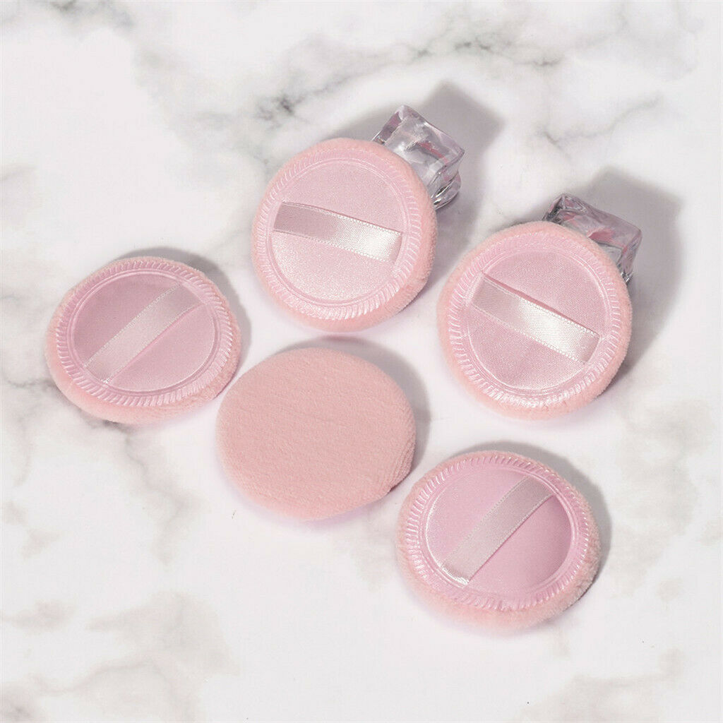 10 Soft Cotton Round Blusher Finished Body Powder Foundation Puff 2.3'' Pink