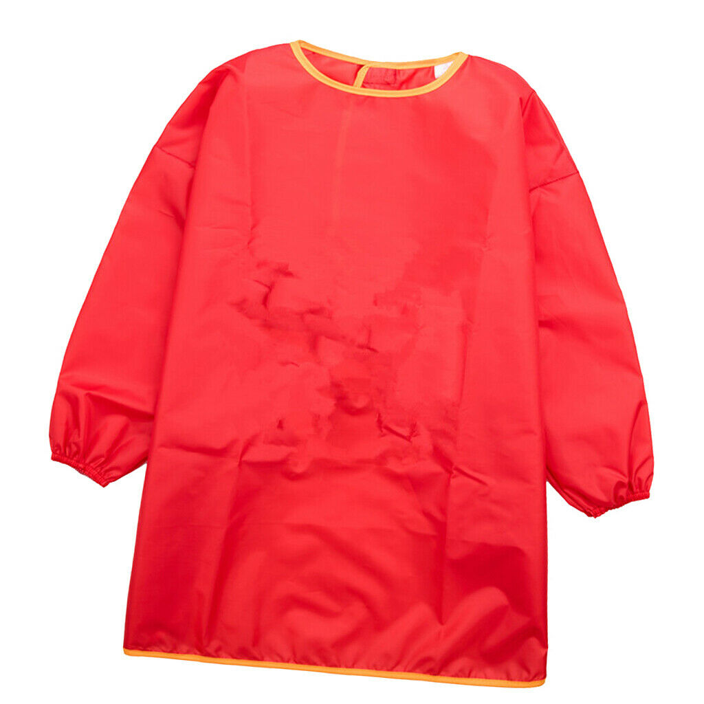 10 Pieces Long Sleeve Red Kids Aprons Bibs Drawing Smocks for 90-100cm