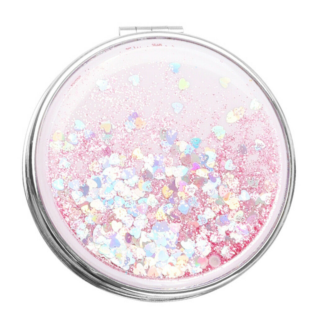 Women Handheld Makeup Mirrors Magnifying Folding Pocket Size Round Mirror