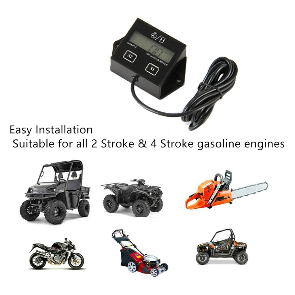 Tach Hour Meter LCD 2/4 Stroke Dirt Bike Tachometer Meters Engine Reminder