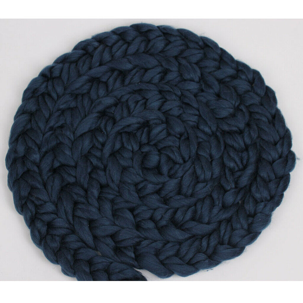Newborn Roving Braid Wool Spinning Fiber Rugs Photography Props Blue