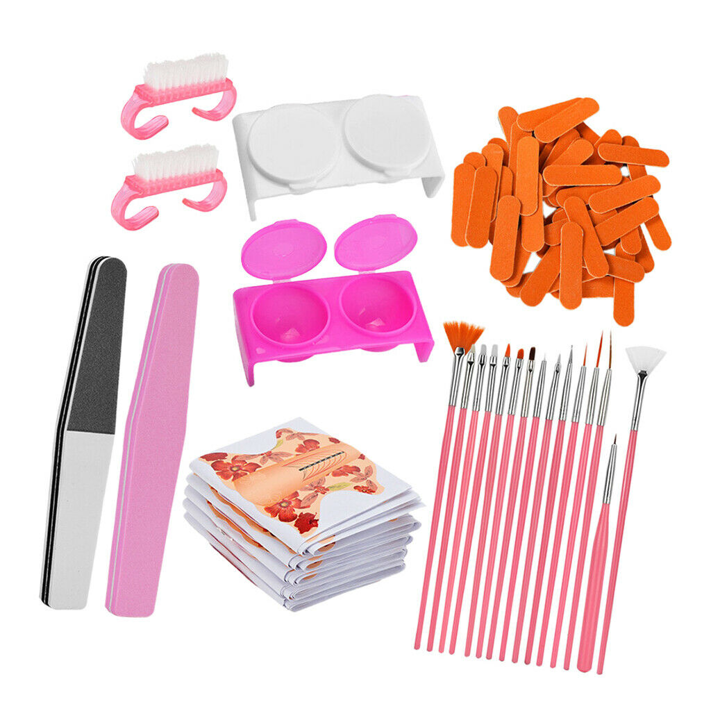 Lots of Beauty Manicure Nail Brush,Art Pen,Files,Cup,Nail Art Tools Orange