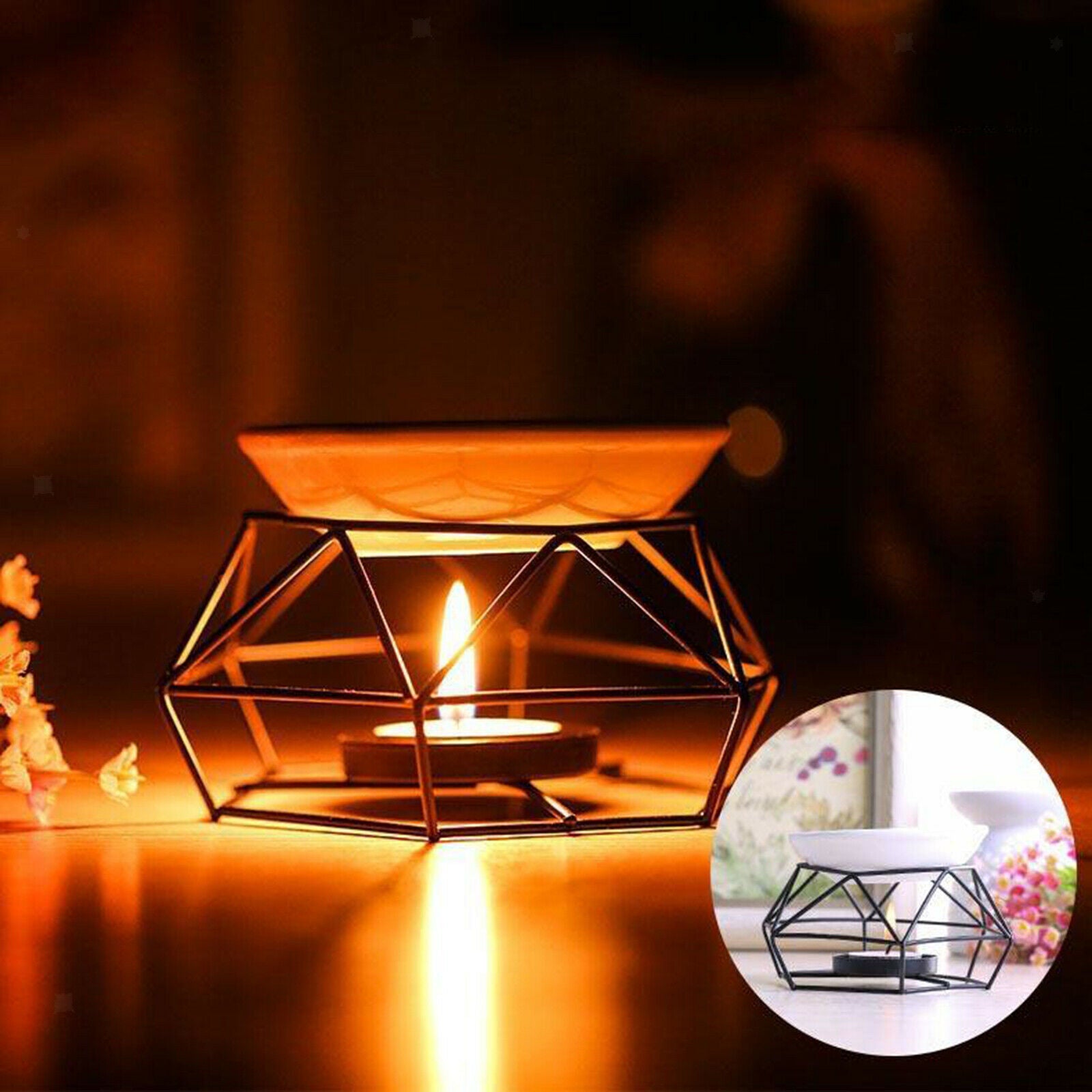 Essential Oil Burner Ceramic Dish Tealight Candle Holder Home Office Decors 70ML