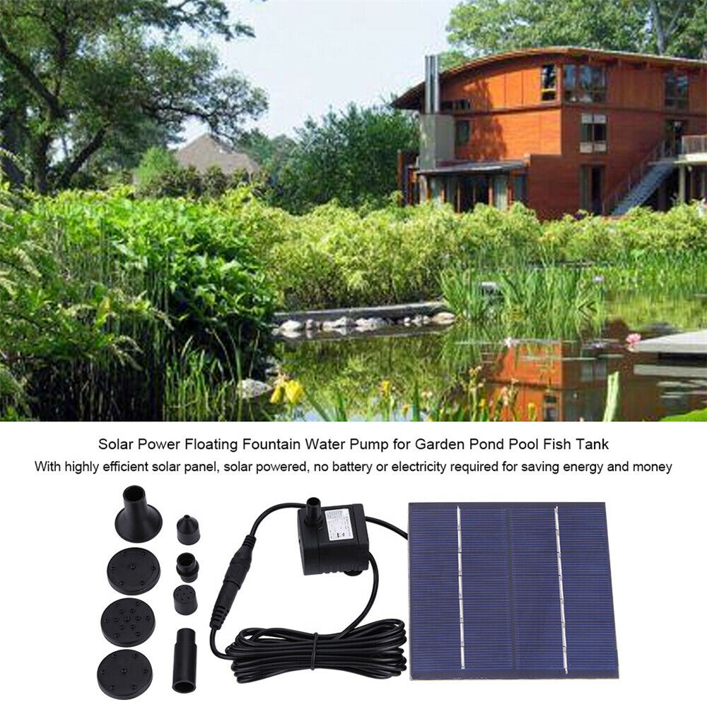 Solar Pond Pump Power Fountain Submersible Water Garden Pool Feature Kit Panel