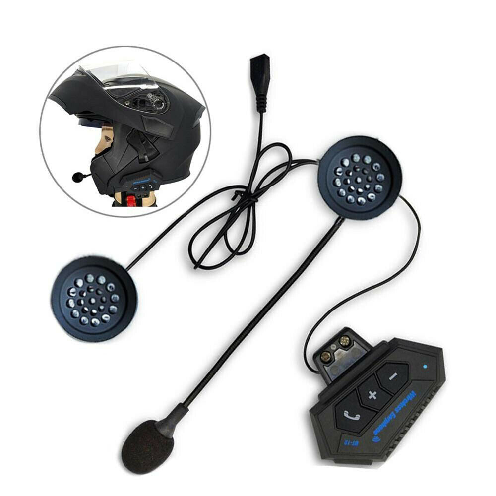 BT12 Motorcycle Helmet Headset Intercom Hands-free Microphone Earphone Bluetooth