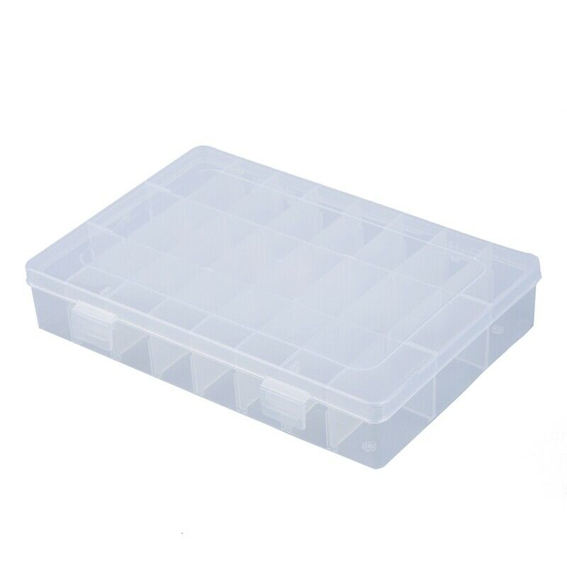 Clear White Plastic 24 Slots Electronic Components Storage Case Organizer E6RR3