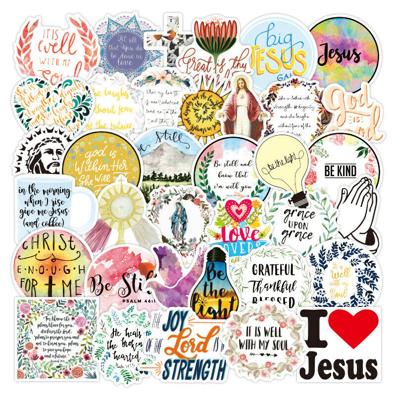 50Pcs Jesus Christians Sayings PVC Stickers Skateboard Fridge Laptop  YtJ xJSJC