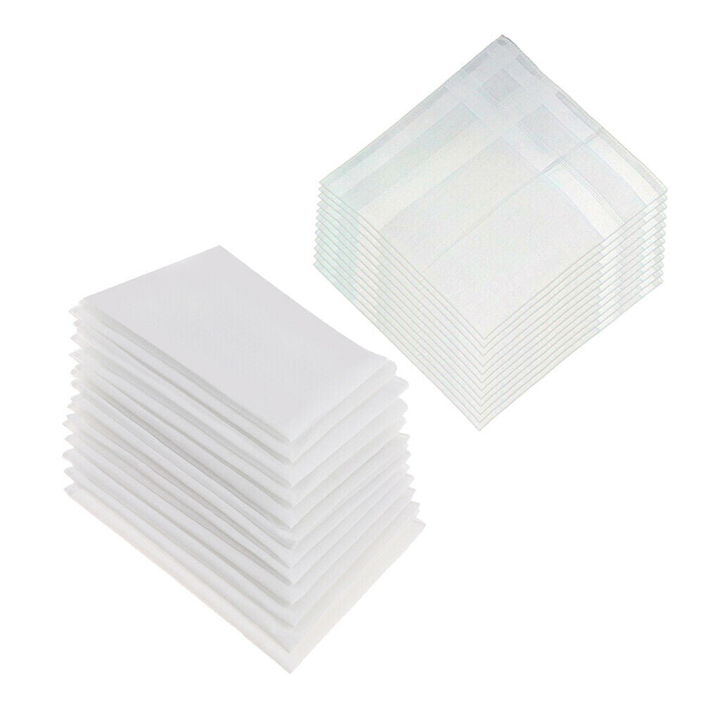24 Pieces Cotton Handkerchiefs Classic Solid White Pocket Square Bulk Set