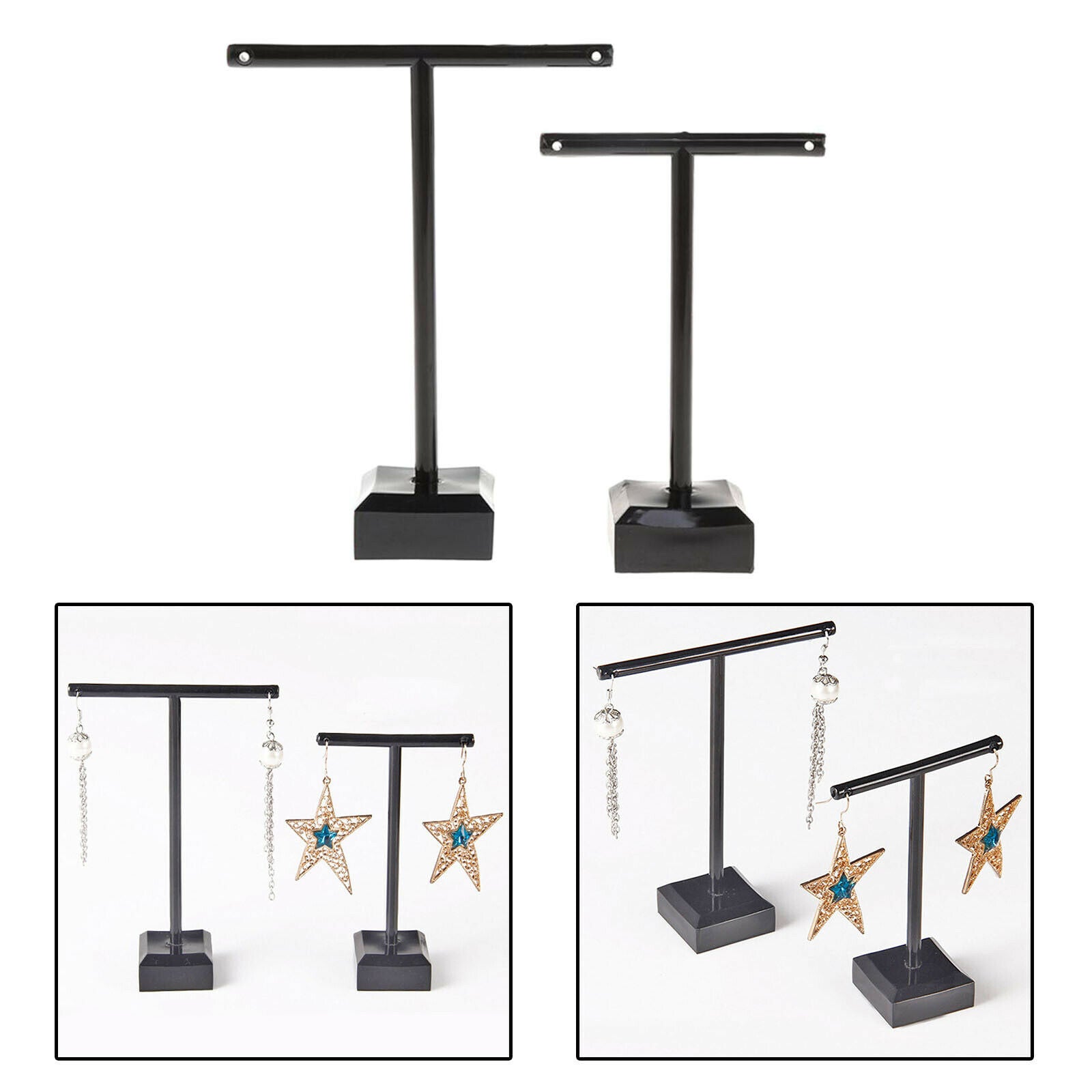 Hanging T-bar Acrylic Jewelry Tree Stand Organizer for Ring Women 2pcs