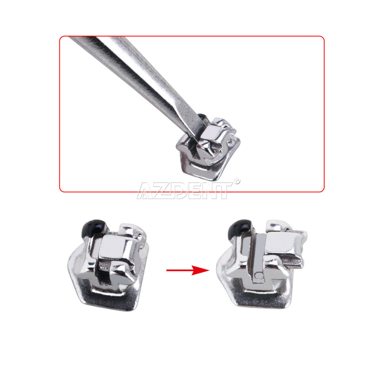 3 X AZDENT Dental Ortho Self-Ligating Brackets MBT 022" 345 Hook & Buccal Tube