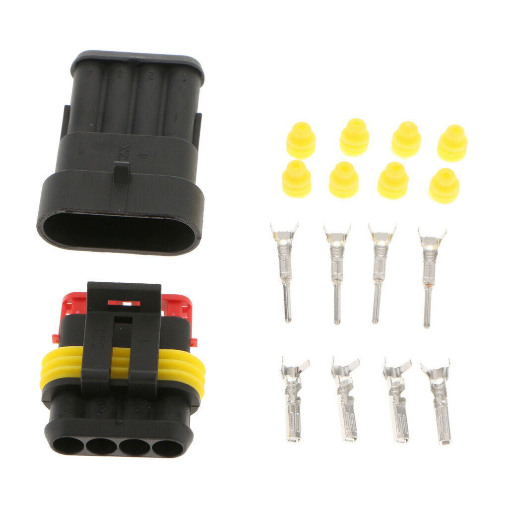 3 Set Car Waterproof Electrical Connector Plug Terminals Heat Shrink 4Pin Way