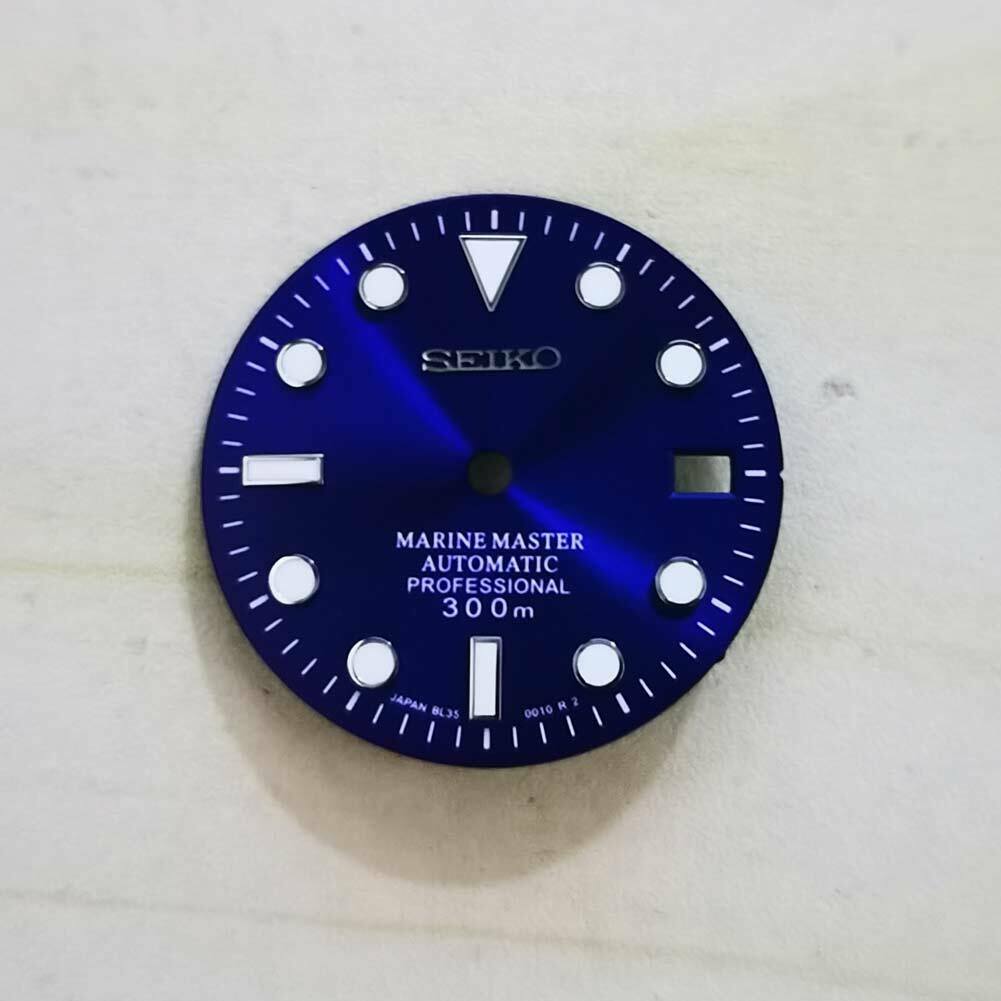For NH35 Watch Movement 29mm Watch Dial Green Luminous Blue Dial Parts