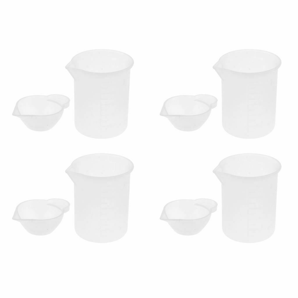 2 Types (8pcs) Graduated Transparent Polypropylene Cups 100ML Measuring Cup for