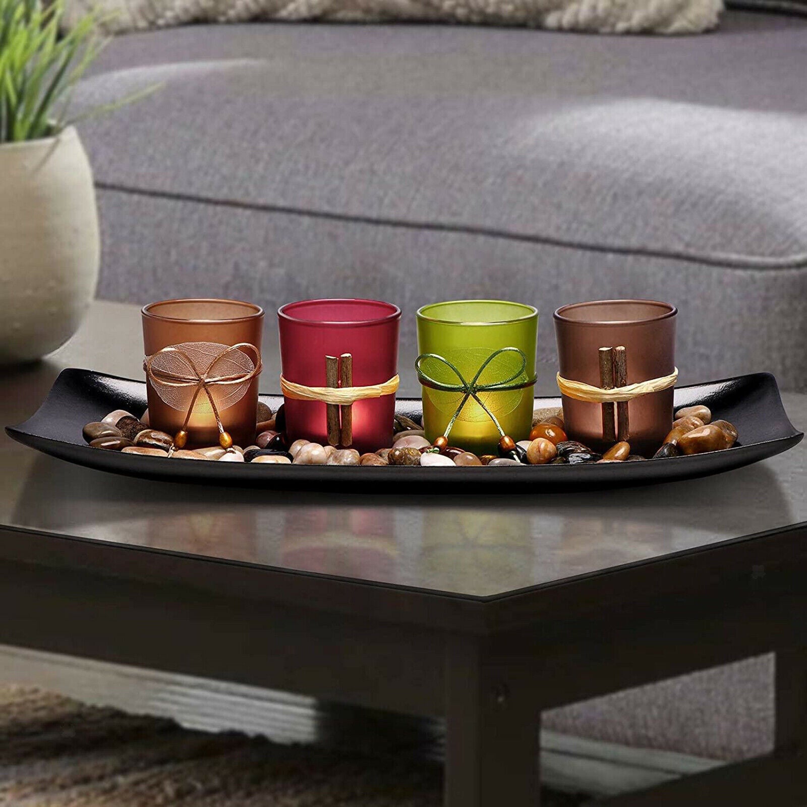 Glass Candle Holder Set Table Centerpiece Birthday Home Living Room Decor