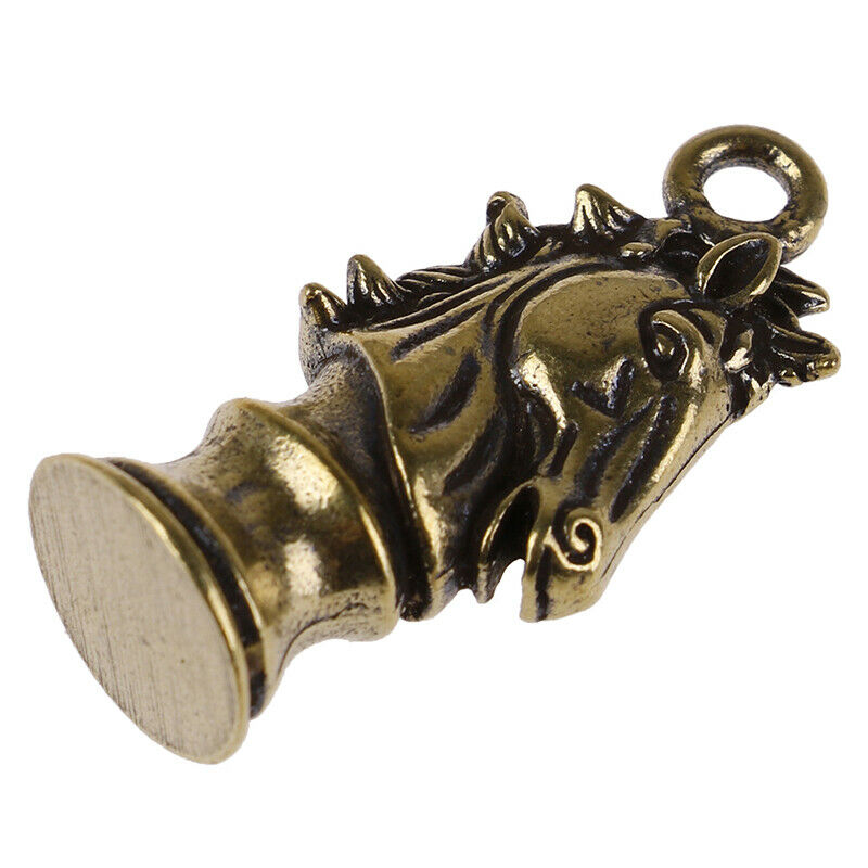 1pc Brass Handmade Chess Horse Pendant Zodiac Horse Head Key Rings Pendan.l8