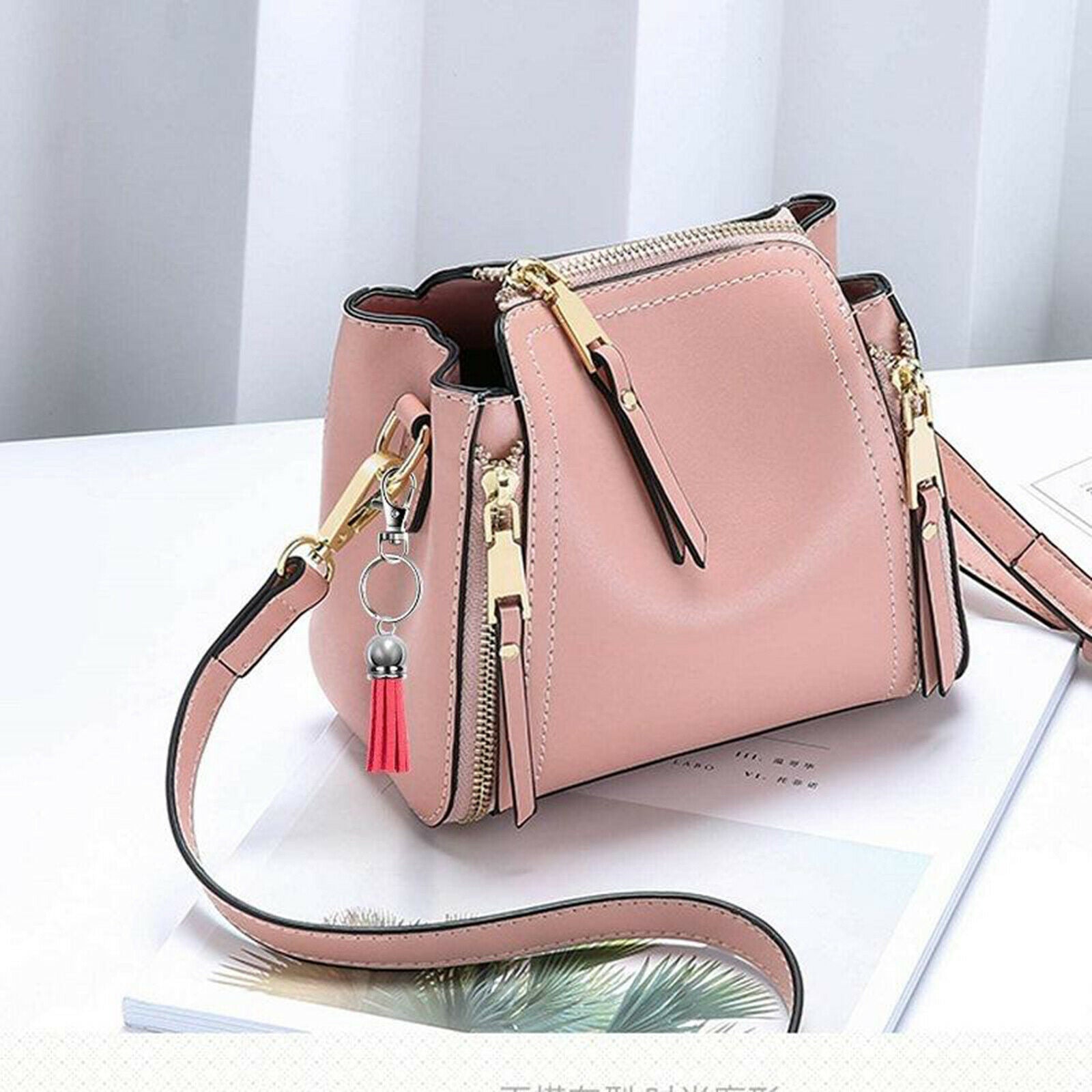 200Pcs Tassel Handbag Key Chain Key Ring Faux Leather Handbag Accessories Charm