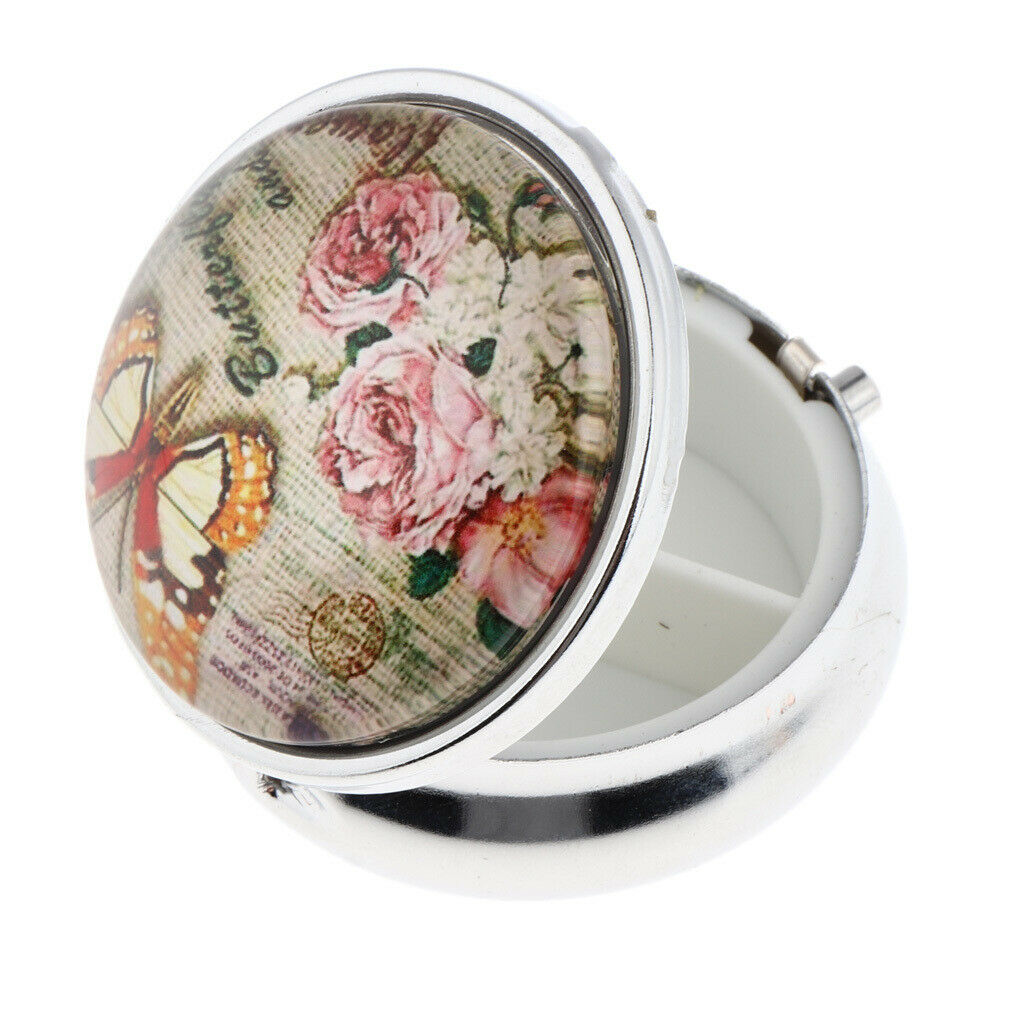 3 Slots Round Pill Organizer Storage Box Makeup Blush Case Medicine Planner