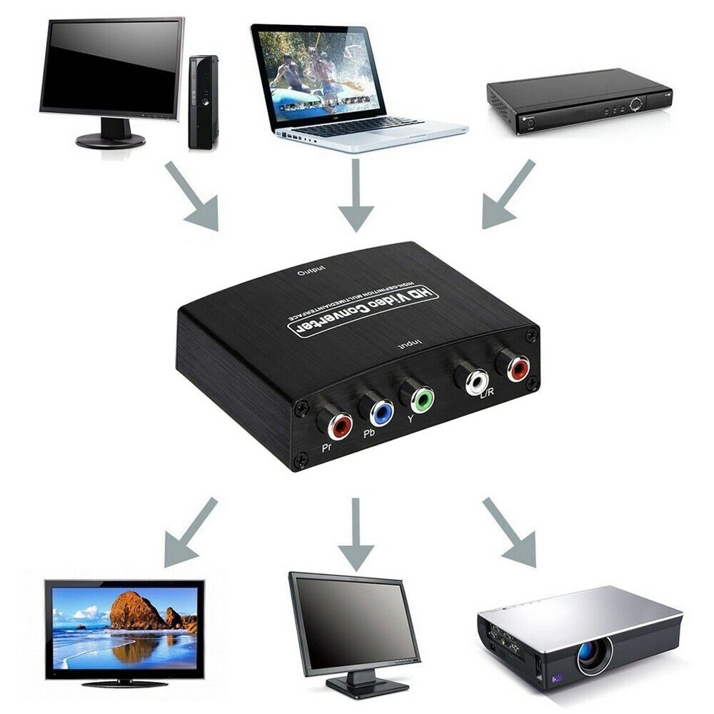 1080P HD to 5RCA RGB Component YPbPr Video +R/L Audio Adapter Converter HD TV